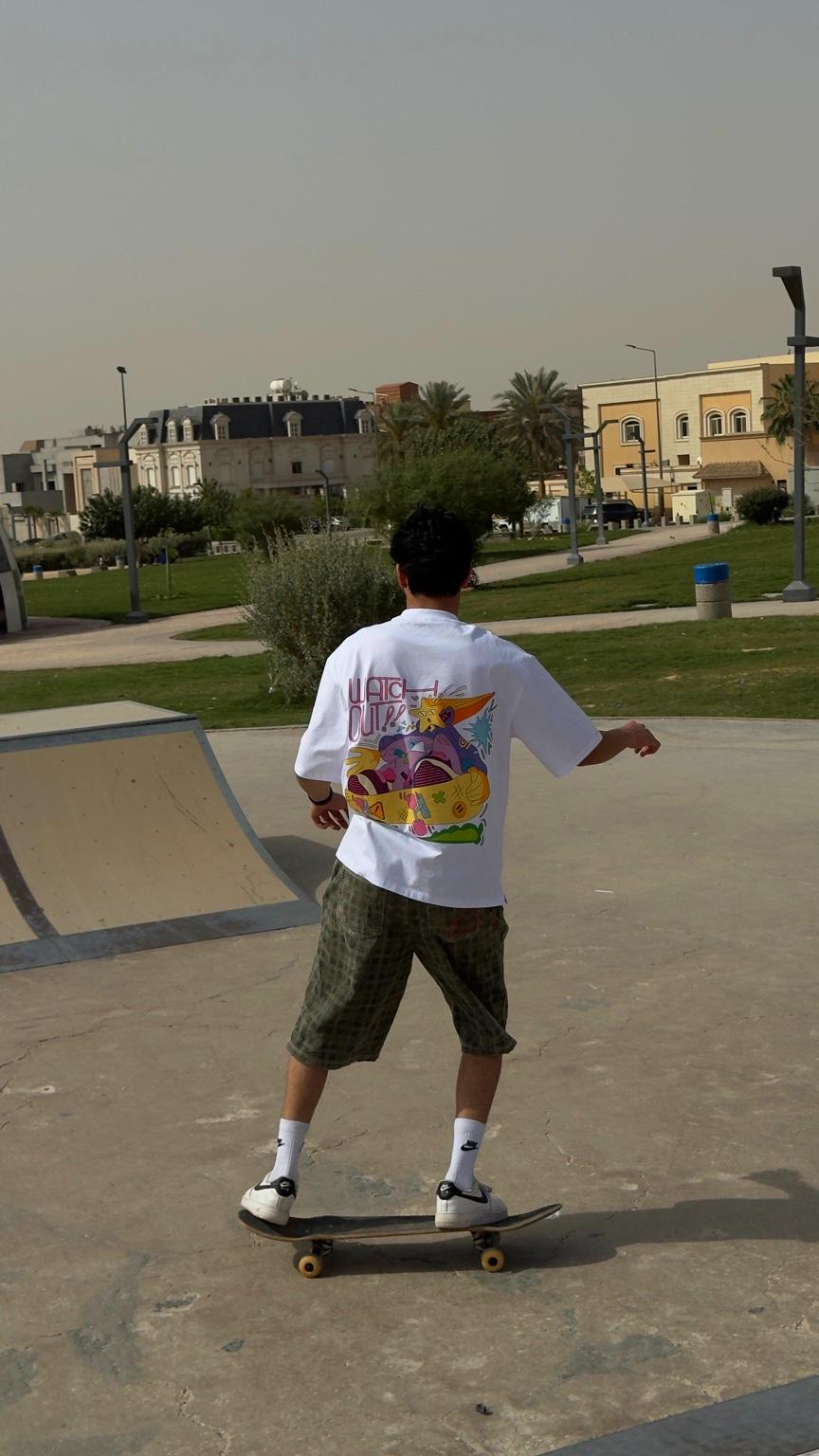 Skateboard Tee - White
